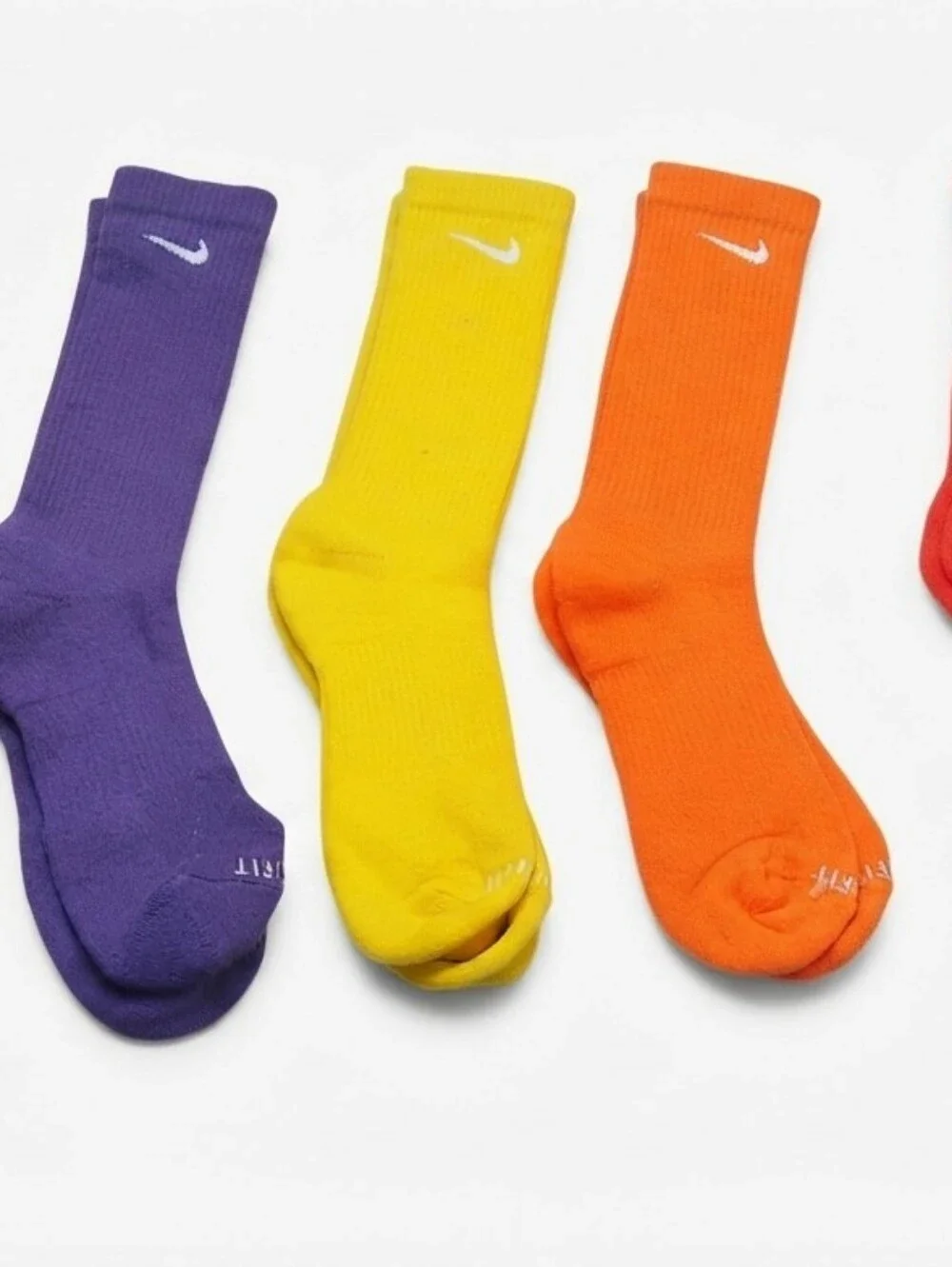 Nike Everyday Dry Fit Cushioned Socks 5 Pairs Rainbow Multicolor Size L 8-12